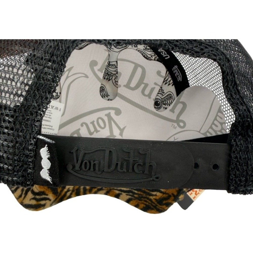 VON DUTCH NEW One Size Trucker Hat Brown Tiger Print Faux Fur Y2K VDHH0028 - Picture 9 of 13